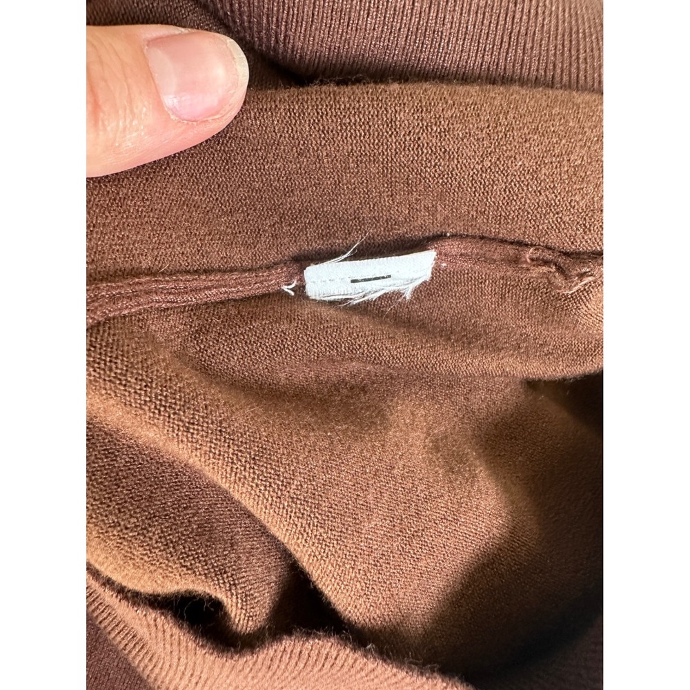 Zara Brown Turtleneck Sweater Gold Button Cuff Knit Top Womens Medium - Picture 5 of 10